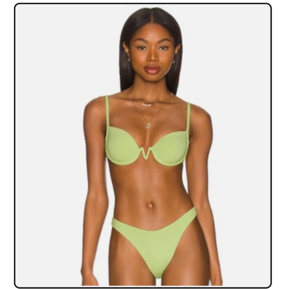 L*SPACE Nico Top and Low Rise Bottoms Lime Bikini Set